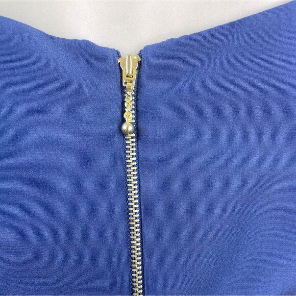 Kate Spade Blue Talitha Dress With Ruffle Hem & Gold Zipper Back Size 10 - New - Picture 5 of 8